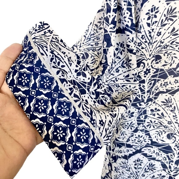 Studio by Liz Claiborne Petite XL Navy Geometric Pint 3/4 sleeve tunic - Picture 4 of 7